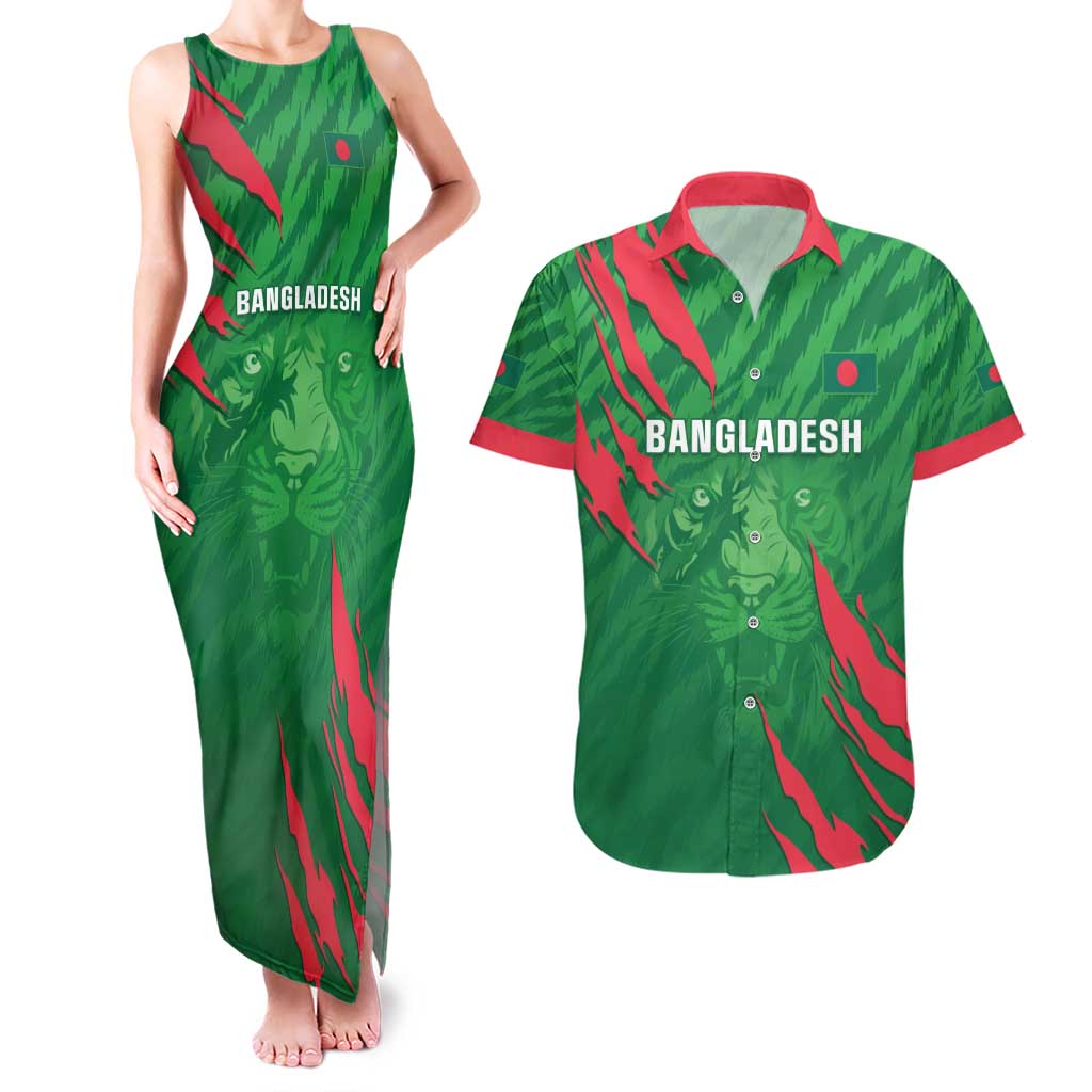 Custom Bangladesh Cricket Couples Matching Tank Maxi Dress and Hawaiian Shirt Go Champions The Tigers LT05 - Wonder Print Shop