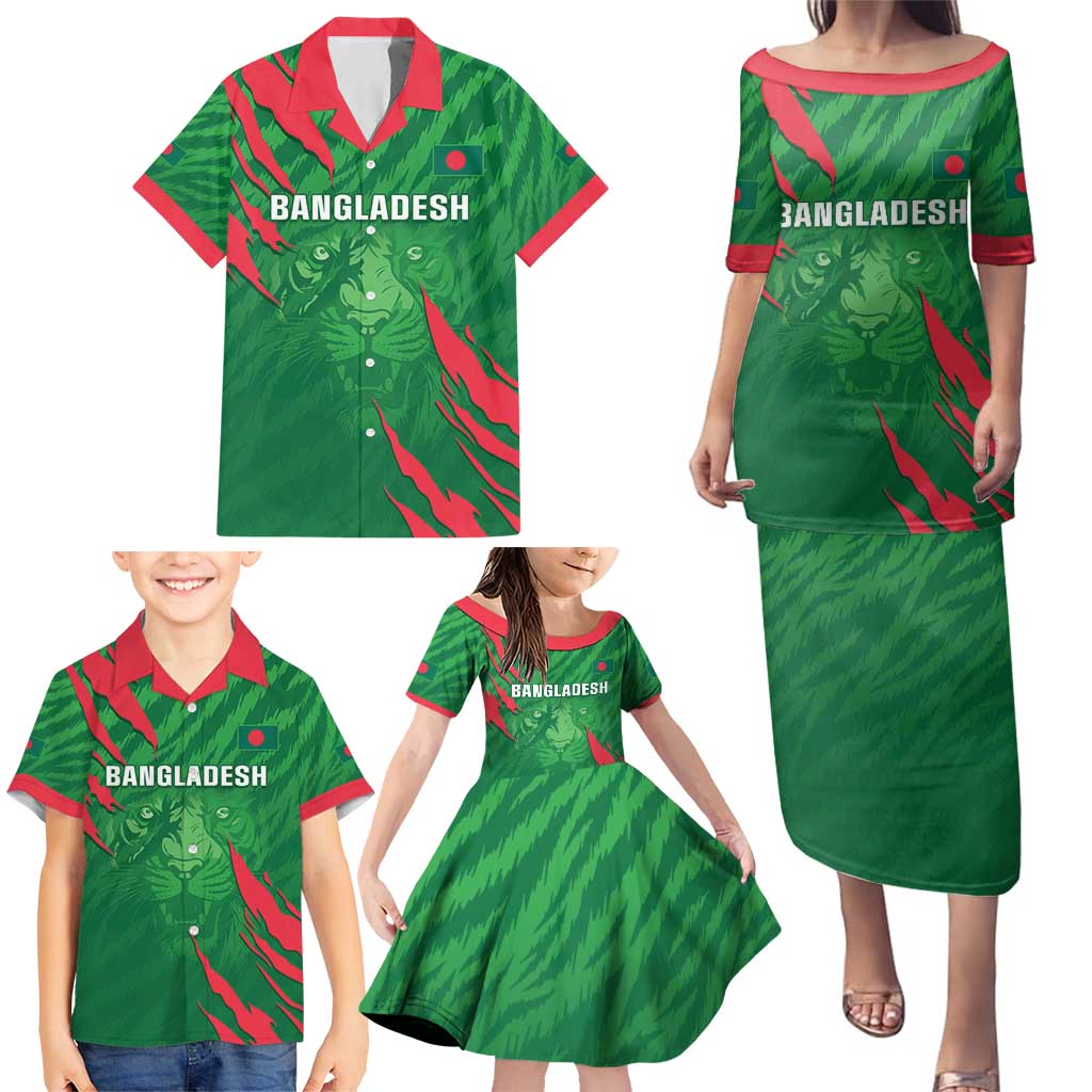 Custom Bangladesh Cricket Family Matching Puletasi and Hawaiian Shirt Go Champions The Tigers LT05 - Wonder Print Shop