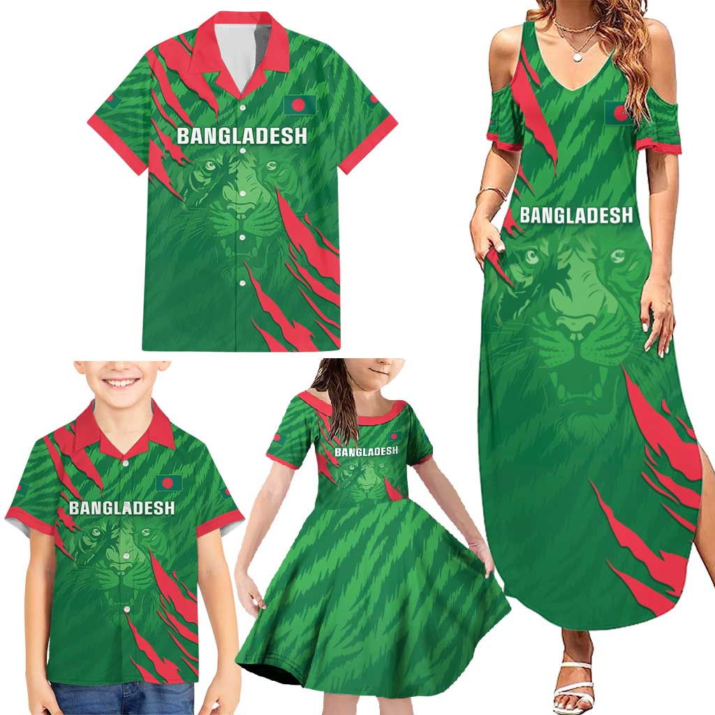 Custom Bangladesh Cricket Family Matching Summer Maxi Dress and Hawaiian Shirt Go Champions The Tigers LT05 - Wonder Print Shop