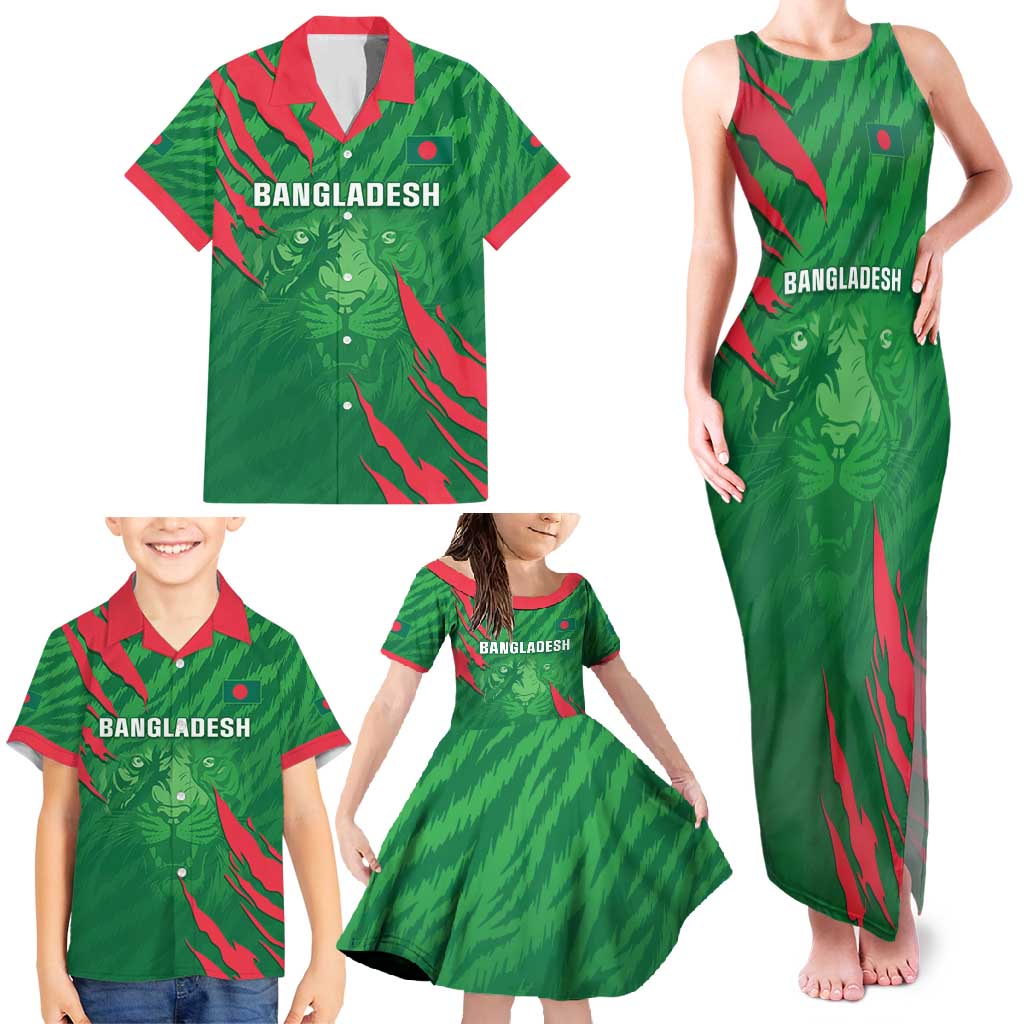 Custom Bangladesh Cricket Family Matching Tank Maxi Dress and Hawaiian Shirt Go Champions The Tigers LT05 - Wonder Print Shop