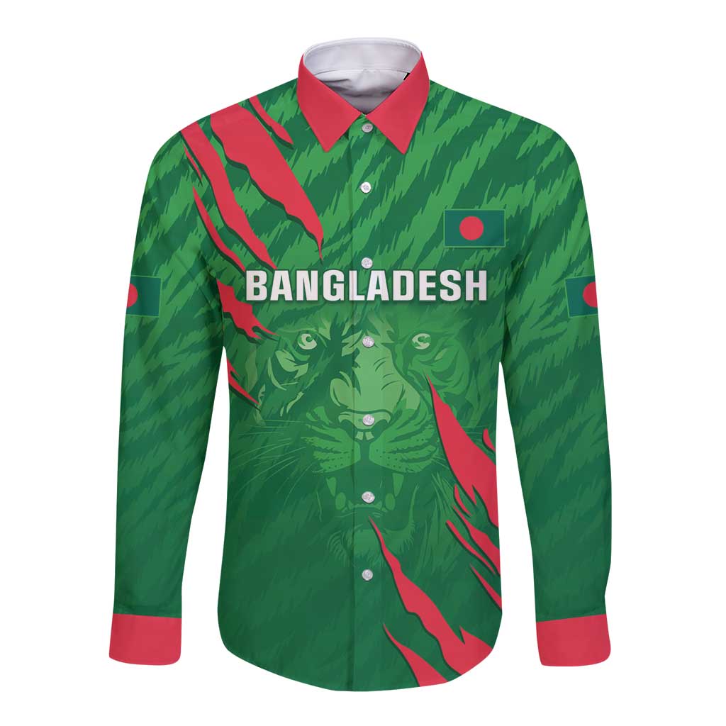 Custom Bangladesh Cricket Long Sleeve Button Shirt Go Champions The Tigers LT05 - Wonder Print Shop