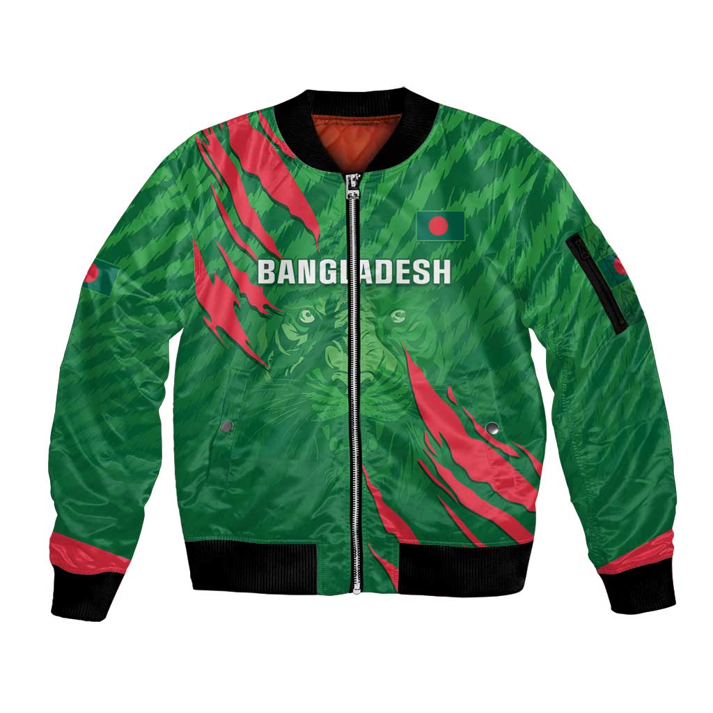 Custom Bangladesh Cricket Sleeve Zip Bomber Jacket Go Champions The Tigers