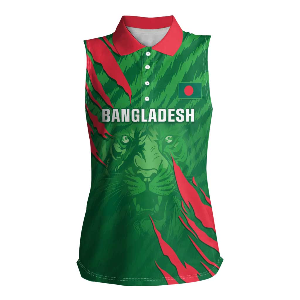 Custom Bangladesh Cricket Women Sleeveless Polo Shirt Go Champions The Tigers