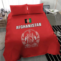 Afghanistan cricket bedding set red comforter with Afghanistan text and large white crest