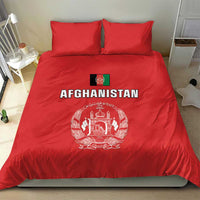 Afghanistan cricket bedding set red comforter featuring Afghanistan text and white national crest