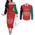 Custom Afghanistan Cricket Couples Matching Off The Shoulder Long Sleeve Dress and Long Sleeve Button Shirt Flag Style