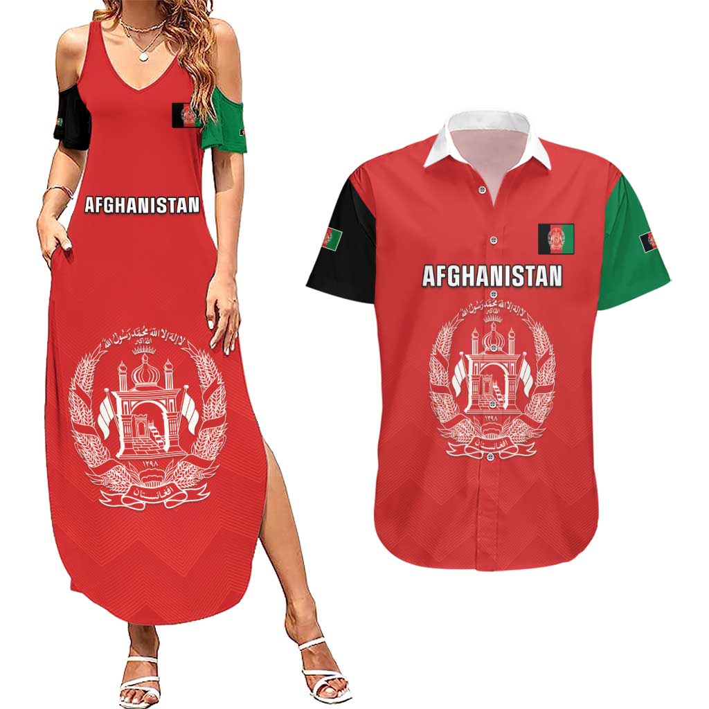 Custom Afghanistan Cricket Couples Matching Summer Maxi Dress and Hawaiian Shirt Flag Style LT05 - Wonder Print Shop