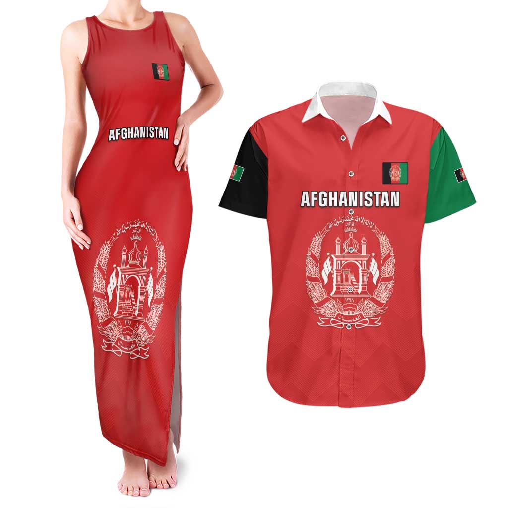 Custom Afghanistan Cricket Couples Matching Tank Maxi Dress and Hawaiian Shirt Flag Style LT05 - Wonder Print Shop