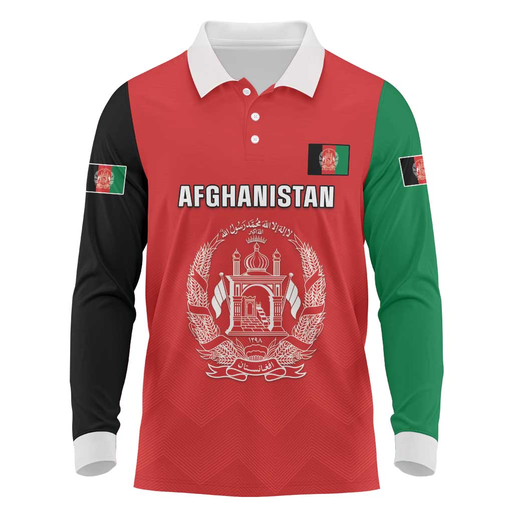 Custom Afghanistan Cricket Long Sleeve Polo Shirt Flag Style LT05 - Wonder Print Shop