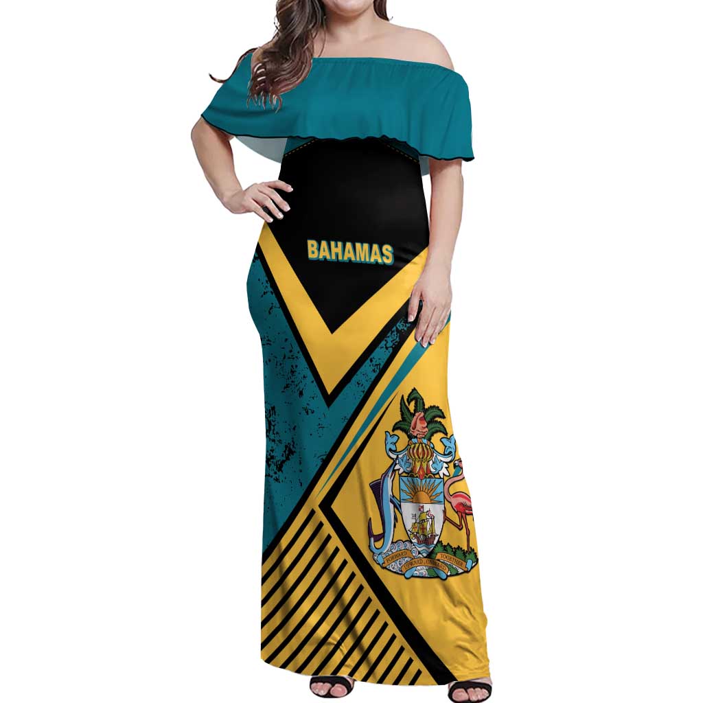 Personalized Bahamas Off Shoulder Maxi Dress Coat Of Arms Unique Style