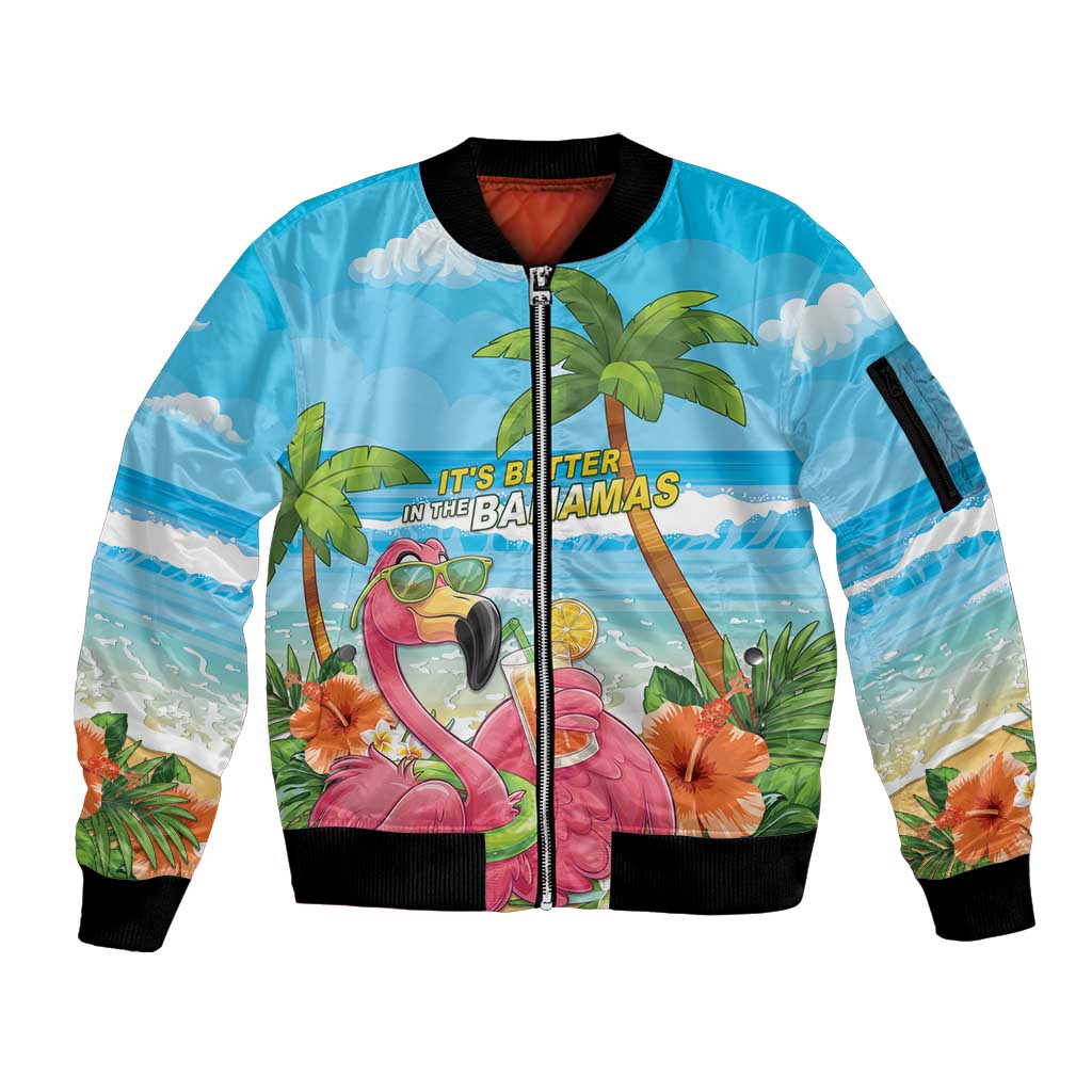 Bahamas Beach Sleeve Zip Bomber Jacket Welcome To Paradise