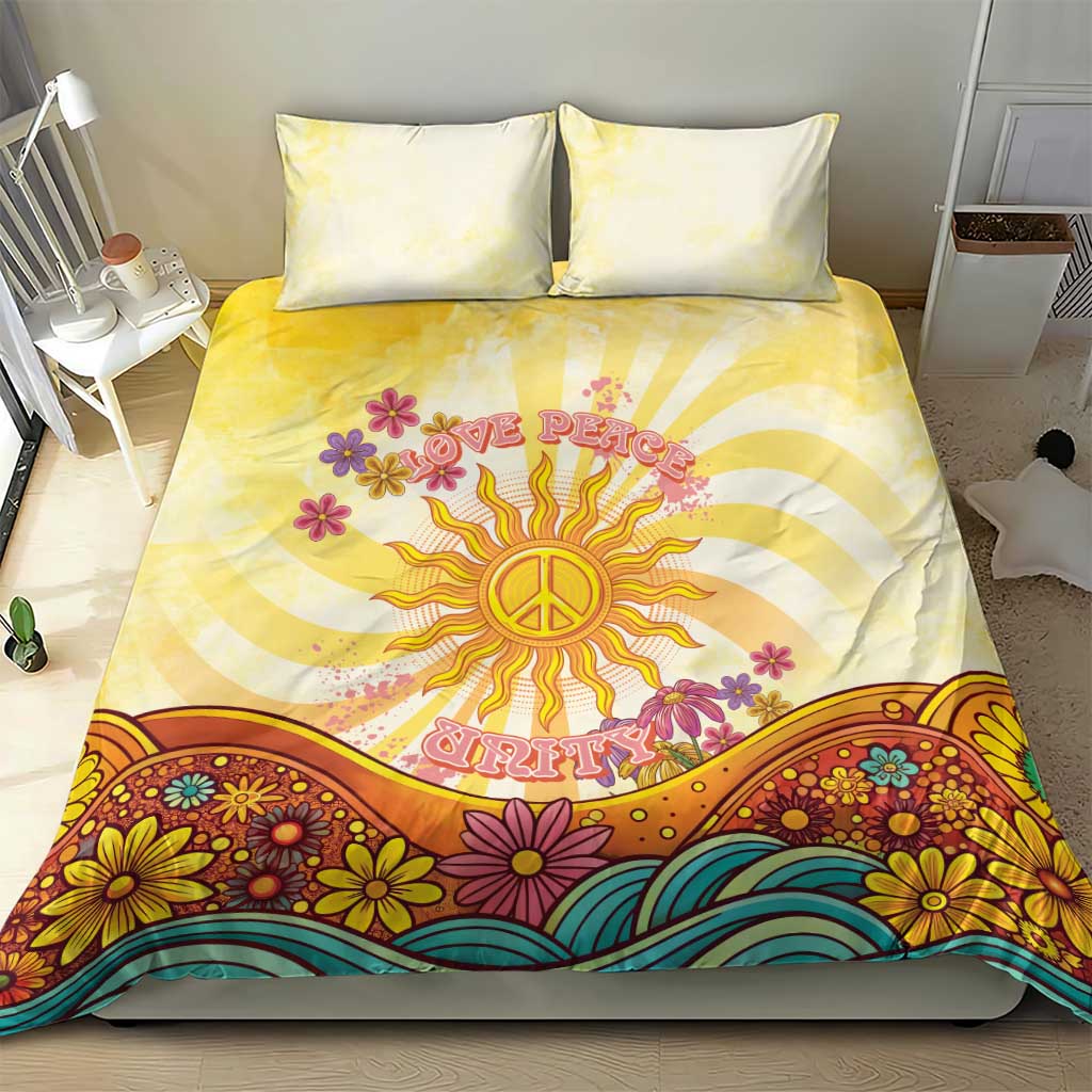 Love Peace Unity Bedding Set Hippie Soul Sunflower - Wonder Print Shop