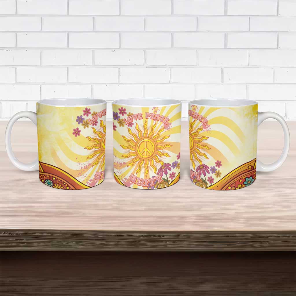 Love Peace Unity Ceramic Mug Hippie Soul Sunflower - Wonder Print Shop