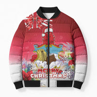Bermuda Christmas Bomber Puffer Jacket Coquette Bow Xmas Vibe - Wonder Print Shop