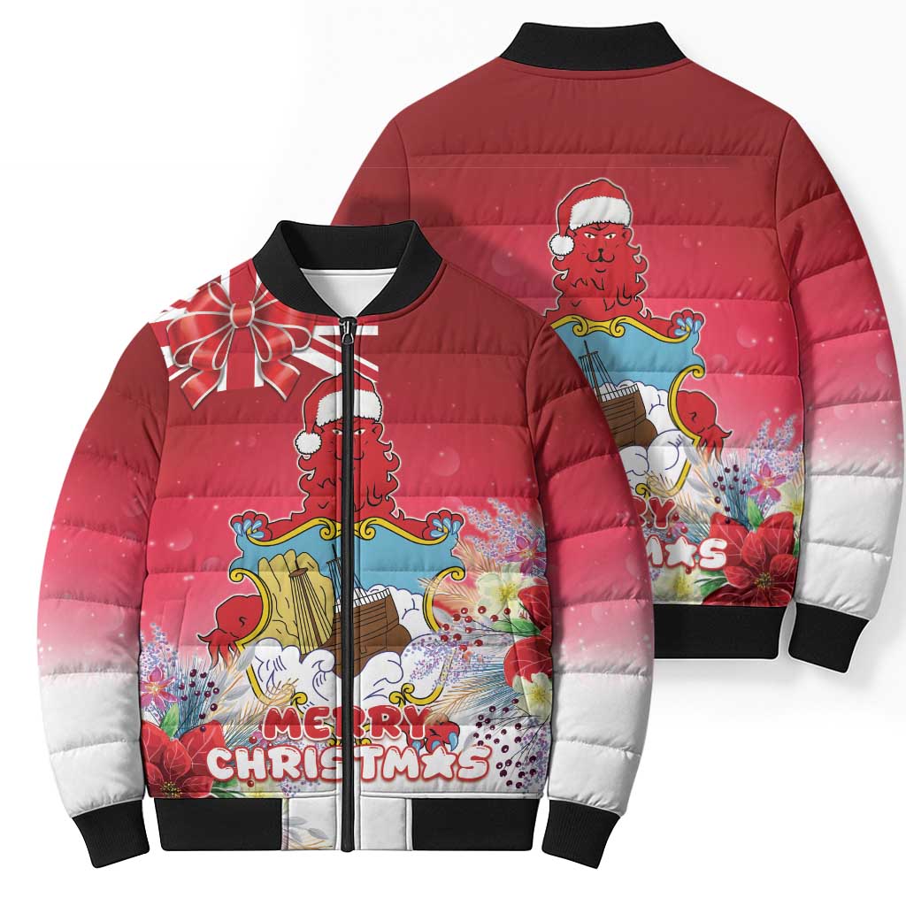 Bermuda Christmas Bomber Puffer Jacket Coquette Bow Xmas Vibe - Wonder Print Shop