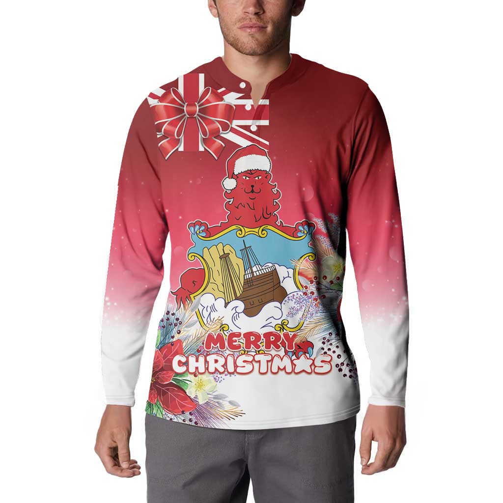 Bermuda Christmas Button Sweatshirt Coquette Bow Xmas Vibe - Wonder Print Shop