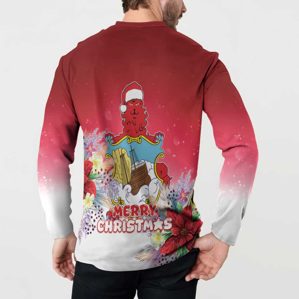 Bermuda Christmas Button Sweatshirt Coquette Bow Xmas Vibe - Wonder Print Shop