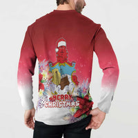 Bermuda Christmas Button Sweatshirt Coquette Bow Xmas Vibe - Wonder Print Shop