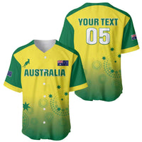 Two-piece jersey pair: yellow-green front with 'AUSTRALIA' and back with 'YOUR TEXT 05'