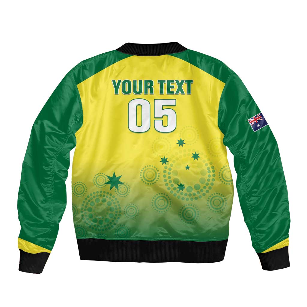 Yellow and green bomber jacket back graphic 'YOUR TEXT 05', ribbed collar and cuffs
