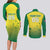 Custom Australia Cricket Couples Matching Long Sleeve Bodycon Dress and Long Sleeve Button Shirt Go Champions Aussies LT05 - Wonder Print Shop