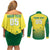 Custom Australia Cricket Couples Matching Off Shoulder Short Dress and Long Sleeve Button Shirt Go Champions Aussies LT05 - Wonder Print Shop