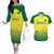 Custom Australia Cricket Couples Matching Off The Shoulder Long Sleeve Dress and Hawaiian Shirt Go Champions Aussies LT05 - Wonder Print Shop