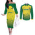 Custom Australia Cricket Couples Matching Off The Shoulder Long Sleeve Dress and Long Sleeve Button Shirt Go Champions Aussies