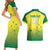 Custom Australia Cricket Couples Matching Short Sleeve Bodycon Dress and Hawaiian Shirt Go Champions Aussies LT05 - Wonder Print Shop