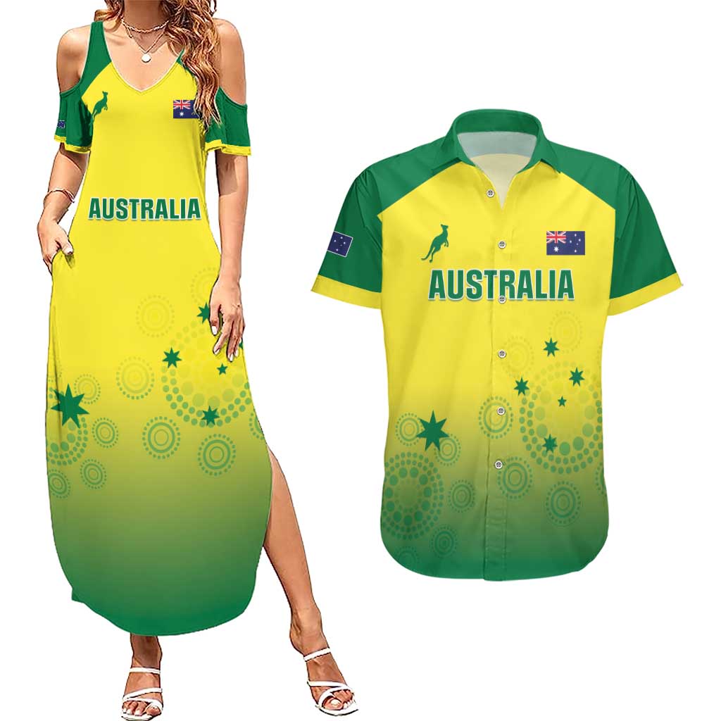 Custom Australia Cricket Couples Matching Summer Maxi Dress and Hawaiian Shirt Go Champions Aussies LT05 - Wonder Print Shop