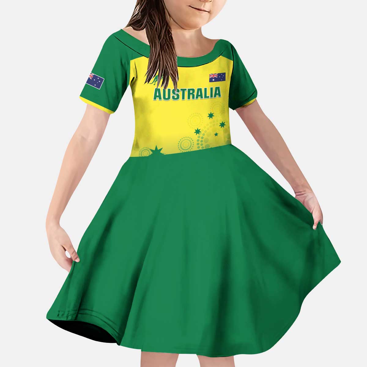 Custom Australia Cricket Kid Short Sleeve Dress Go Champions Aussies LT05 - Wonder Print Shop