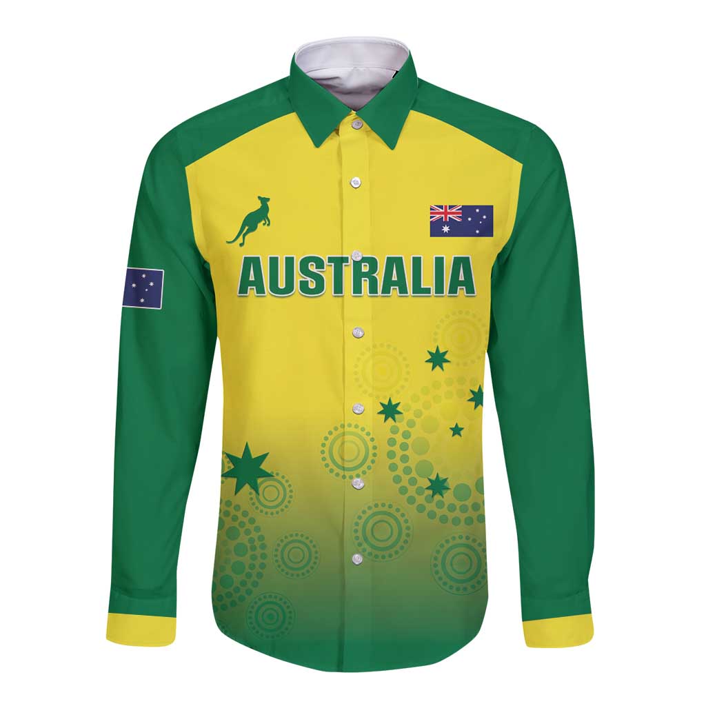 Custom Australia Cricket Long Sleeve Button Shirt Go Champions Aussies LT05 - Wonder Print Shop