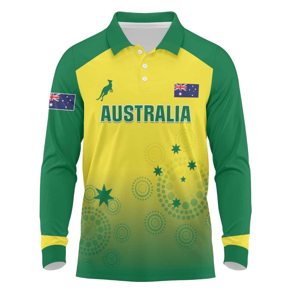 Custom Australia Cricket Long Sleeve Polo Shirt Go Champions Aussies LT05 - Wonder Print Shop