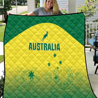 Australia cricket quilt blanket, green and yellow with 'AUSTRALIA' text and kangaroo
