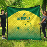 Australia cricket quilt blanket, green and yellow with 'AUSTRALIA' logo and stars