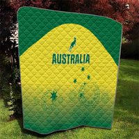 Australia cricket quilt blanket with kangaroo, 'AUSTRALIA' wordmark, green border