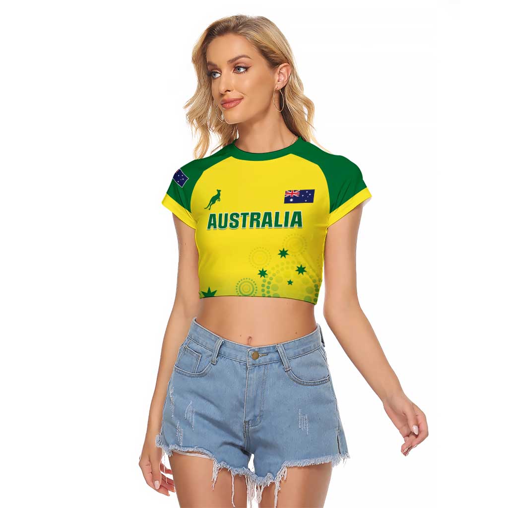 Custom Australia Cricket Raglan Cropped T Shirt Go Champions Aussies