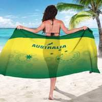 Australia-themed sarong, green-and-yellow flag print with 'AUSTRALIA' text on back