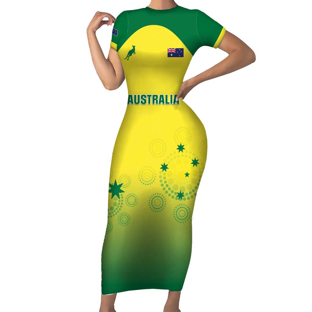 Custom Australia Cricket Short Sleeve Bodycon Dress Go Champions Aussies