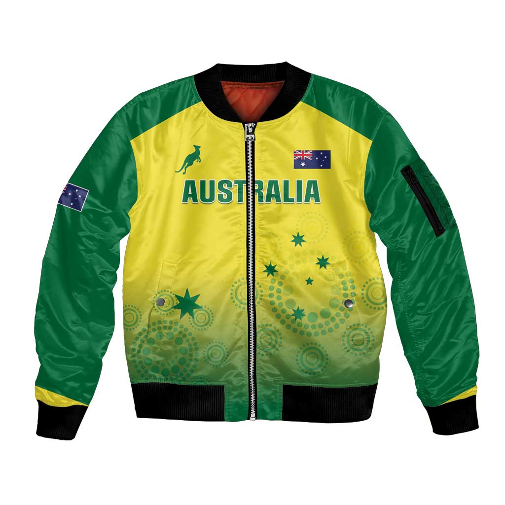 Custom Australia Cricket Sleeve Zip Bomber Jacket Go Champions Aussies