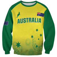 Green and yellow cricket sweatshirt with AUSTRALIA print and flag patch