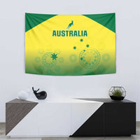 Australia flag tapestry with green-yellow design, kangaroo emblem, “AUSTRALIA” and starburst