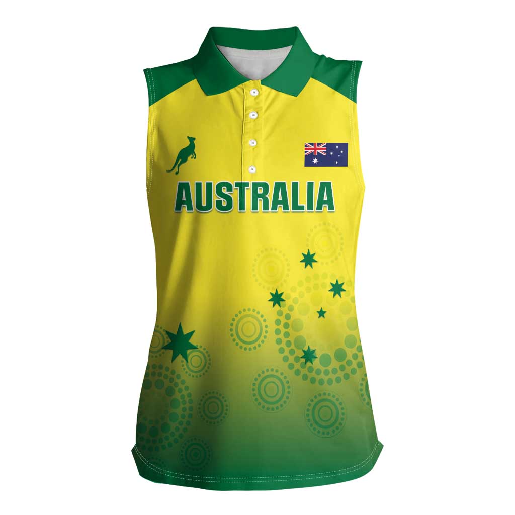 Custom Australia Cricket Women Sleeveless Polo Shirt Go Champions Aussies