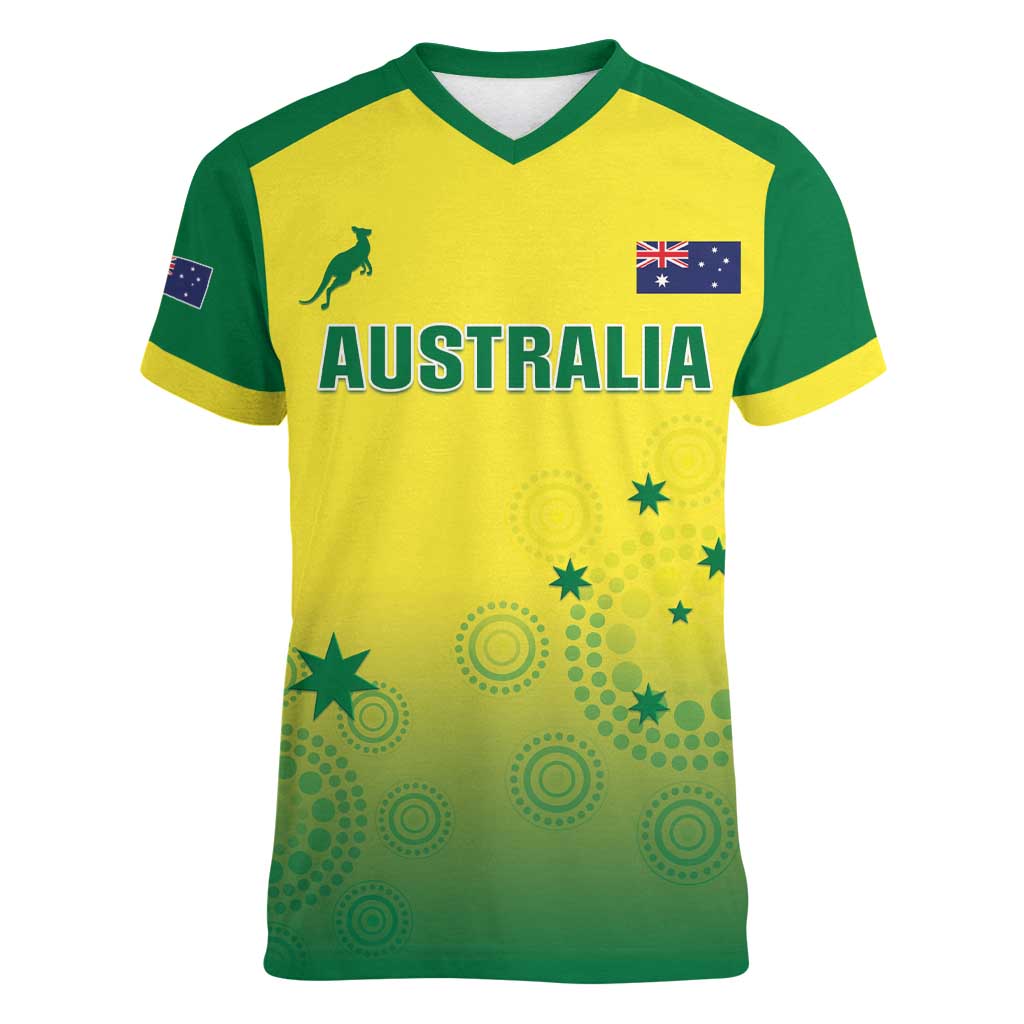 Custom Australia Cricket Women V-Neck T-Shirt Go Champions Aussies