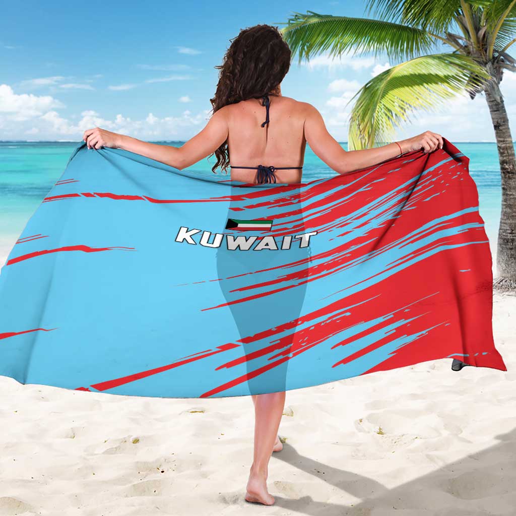 Blue and red Kuwait printed cricket sarong with full wrap diagonal streak design