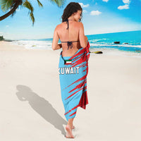 Blue and red Kuwait printed cricket sarong with diagonal streaks, back view
