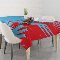Rectangular Kuwait graphic tablecloth in blue and red with diagonal stripe patterns