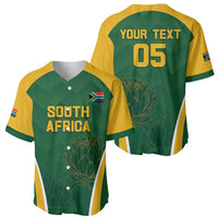 Green cricket baseball jersey, front 'SOUTH AFRICA' and back 'YOUR TEXT 05' with flag