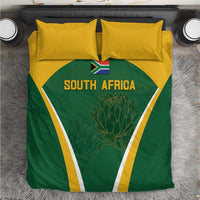 South Africa cricket bedding set with green and yellow duvet and two matching pillows