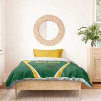 Green South Africa cricket bedding set with yellow trim and Protea flag graphic on duvet